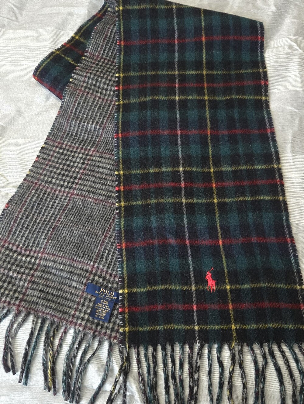Polo Ralph Lauren Wool Blend Reversible Scarf Made in Italy